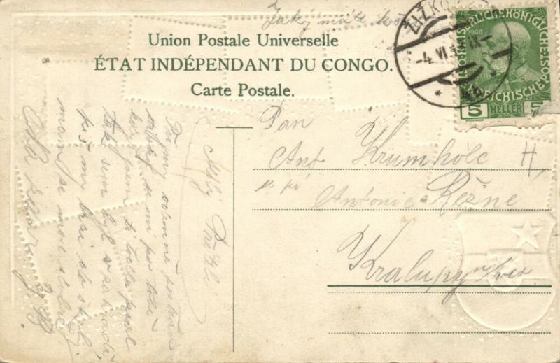 congo, Stamp Collection, Coat of Arms (1913) Embossed Postcard