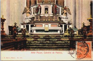 Mexico Altar Mayor, Catedral de Mexico City Vintage Postcard C073