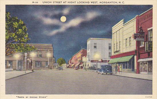 Tennessee Morganton Union Street At Night Looking West