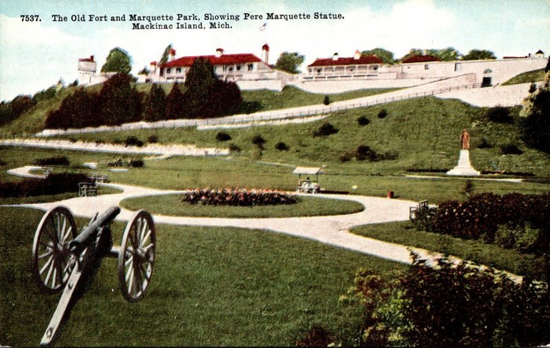 Michigan Mackinac Island The Old Fort and Marquette Park Showing Pere Marquet...