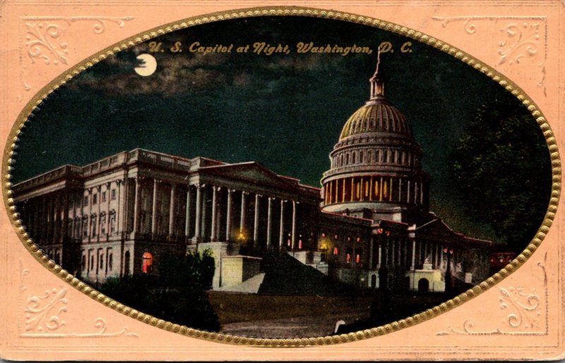 Washington D C United States Capitol At Night 1912