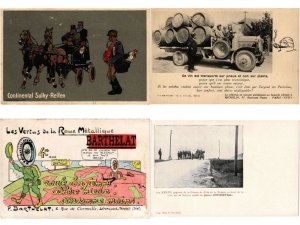 ADVERTISING TIRES, CAR & MOTOR OIL Incl. CONTINENTAL, 9 Vintage Postcards(L6053)