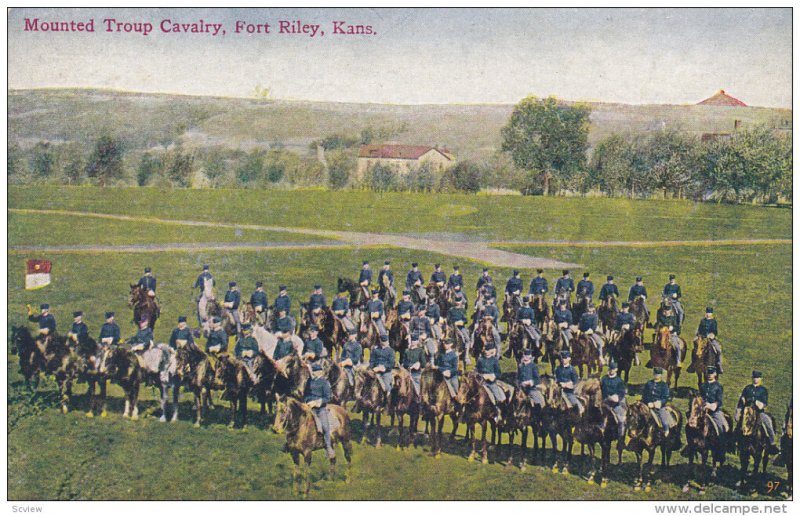 FORT RILEY, Kansas, 1900-1910's; Mounted Troup Cavalry