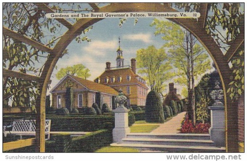 Virginia Williamsburg Gardens And The Royal Governor's Palace 1945