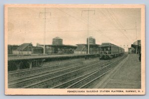 J95/ Rahway New Jersey Postcard '37 Pennsylvania Railroad Depot Platform 476