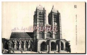 Old Postcard Noyon Cathedral Of The Facade