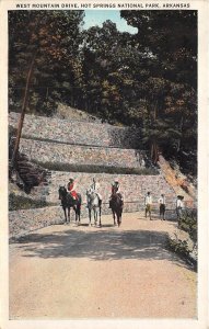 Hot Springs National Park Arkansas 1920-30s Postcard West Mountain Drive Horses