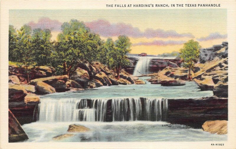 Northwest TEXAS 1940s Postcard The Falls At Harding's Ranch