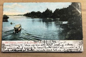 VINTAGE 1907 USED  PENNY POSTCARD - BOATING, JACKSON PARK, CHICAGO ILL