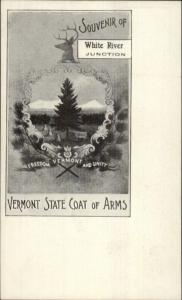 White River Junction VT State Coat of Arms c1905 Postcard