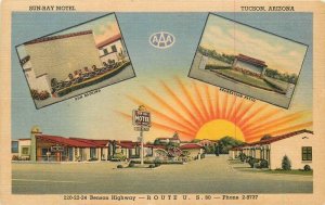 Arizona Tucson Sun Ray Motel roadside Route 80 Postcard Teich 22-5848