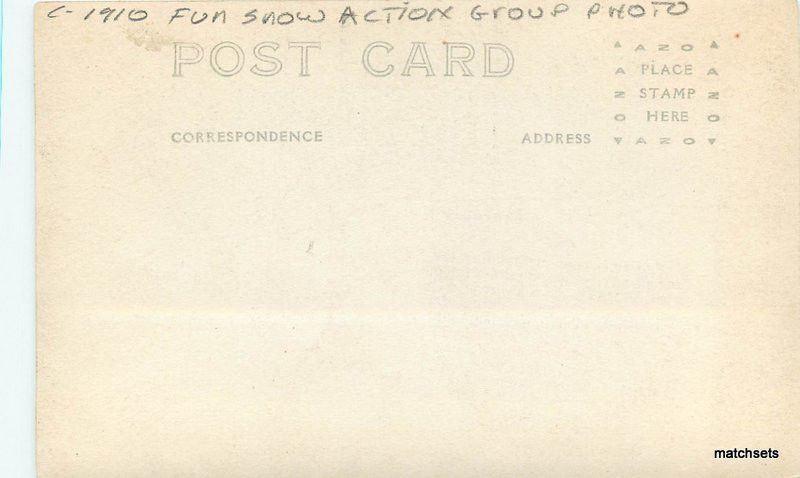 C-1910 Fun snow Action Group photo RPPC postcard 16-142