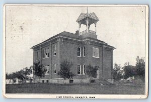 Hawkeye Iowa IA Postcard High School Building Tree Lined Exterior 1907 Antique