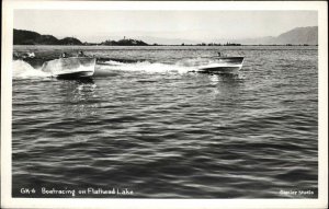 Flathead Lake Montana MT Racing Speed Boats Speedboats Real Photo Postcard