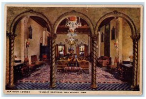 1938 Tea Room Lounge Younker Brothers Scene Des Moines Iowa IA Posted Postcard