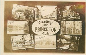 Postcard RPPC C-1910 Illinois Princeton Multi View 23-12206