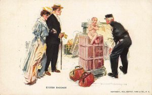 Excess Baggage Railroad Howard Christy Signed Artist Postcard