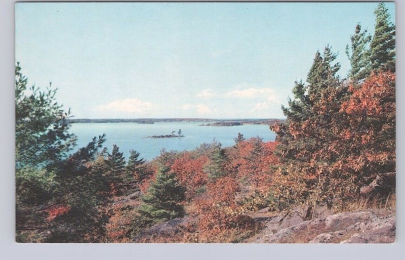 Fall Colours, Georgian Bay Near Parry Sound, Ontario, Vintage Chrome Postcard