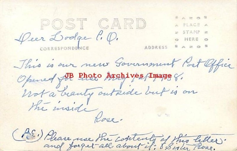 MT, Deer Lodge, Montana, RPPC, Post Office Building, Exterior View, Photo