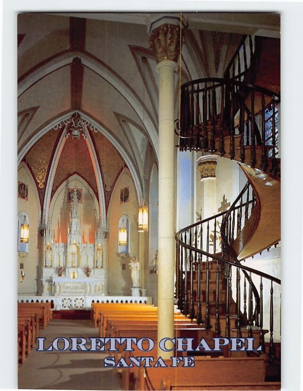 Postcard Interior of Loretto Chapel Santa Fe New Mexico USA