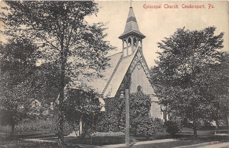 Coudersport Pennsylvania~Episcopal Church~Lots of Trees in Front~c1910 B&W Pc