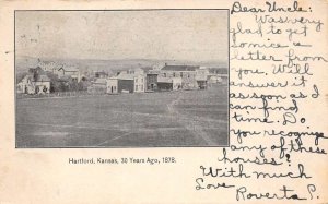 Hartford Kansas Town View From 1878, Undivided Back, Vintage Postcard U10576