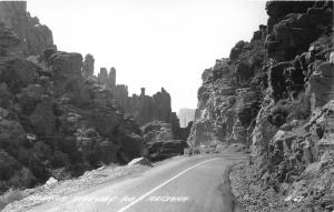 Arizona~Superior Highway-60~Rocks on Both Sides~1940s Roadside RPPC