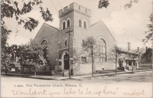 Alliance OH First Presbyterian Church c1907 Rotograph Postcard H22