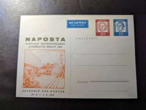 Mint 1963 Germany Airmail Postcard National Berlin Stamp Day
