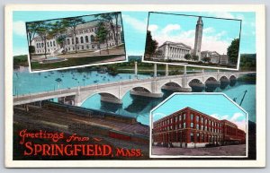 Vintage Postcard Famous Landmarks Places in Springfield Massachusetts Greetings!