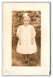 RPPC Adorable Little Girl in White Dress Being Very Patient Postcard R13