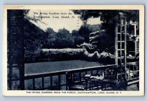 1941 Long Island New York NY Vintage Postcard Irving Gardens Porch Southampton