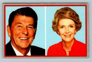 US President Ronald Reagan And Wife Nancy, Chrome Postcard