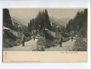 286737 AUSTRIA TIROL St.Anton Vintage Stereo view postcard