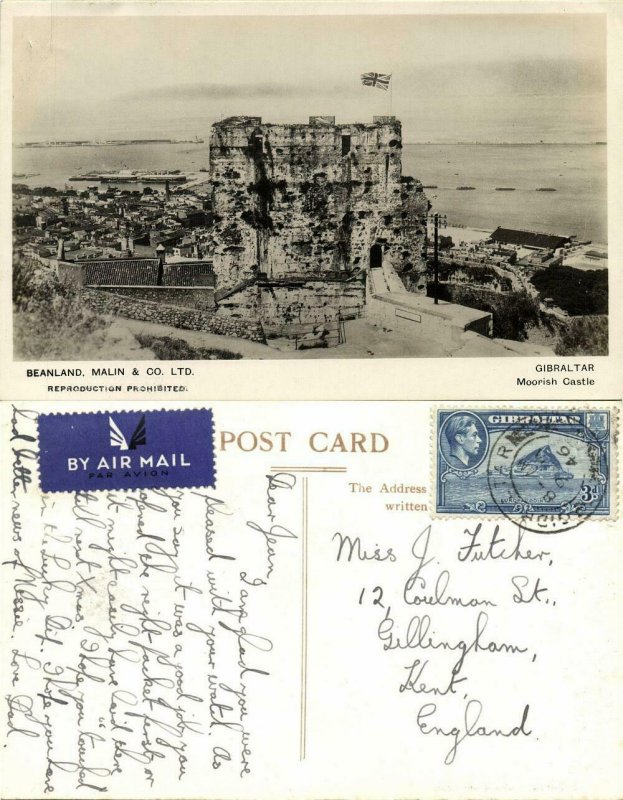 Gibraltar, Moorish Castle (1946) RPPC Postcard