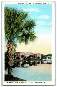 c1920 Memorial High School Buildings Lake Eola Orlando Florida Vintage Postcard