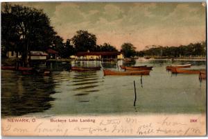 Boats at Buckeye Lake Landing, Newark Ohio c1907 Vintage Postcard N10 