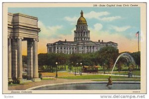 Scenic view, State Capitol from Civic Center, Denver, Colorado, PU-1952