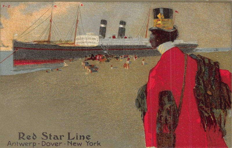 RED STAR LINE ANTWERP DOVER NEW YORK~1900s POSTCARD 