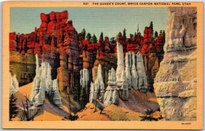 Salt Lake City, Utah UT, Bryce Canyon National Park, The Queen's Court, Postcard