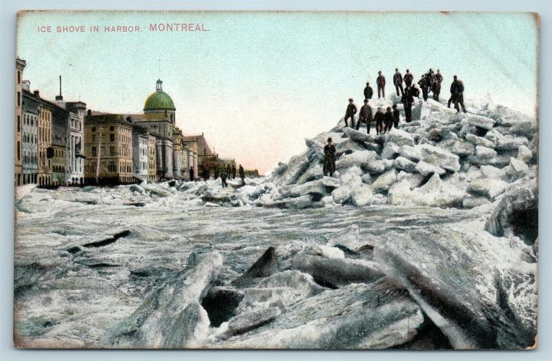 Postcard Canada Quebec Montreal Ice Shove in Harbor c1914 View Q11