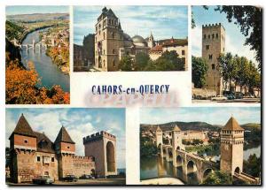 Postcard Modern Cahors The Valentre Bridge The cathedral Saint Etienne La Tou...