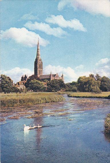 England Salisbury Cathedral From The River Avon