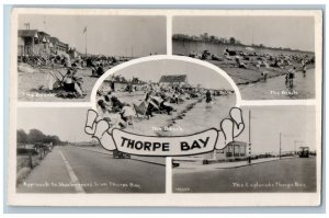 Thorpe Bay Essex England RPPC Photo Postcard Road Beach Multiview c1920's