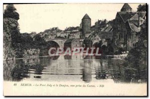 Old Postcard Semur Le Pont Joly and the Keep shooting Caron