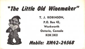 Little Old Winemaker, Non Postcard Backing Ontario Unused 