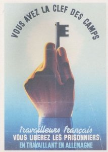 French Workers Hold Key To Work Camps In WW2 Poster Postcard