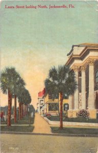 LAURA STREET LOOKING NORTH JACKSONVILLE FLORIDA POSTCARD (c. 1910)