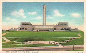 Vintage Postcard 1936 Liberty Memorial Overlooking Union Kansas City Missouri MO