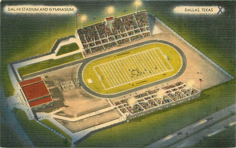 Birdseye View Dal-Hi Stadium Postcard Dallas Texas linen Specialty Sales 4653